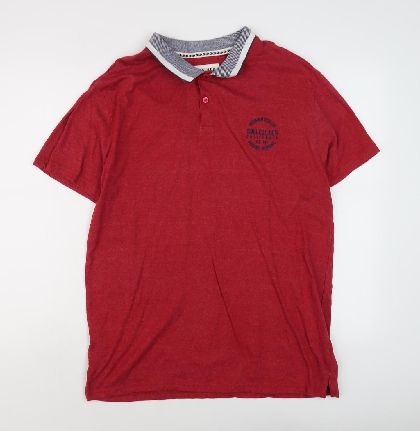 SoulCal & Co Men's Red Polo Shirt, Short Sleeve
