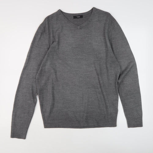 Thomas Nash Men's Grey Wool V-Neck Pullover Jumper S