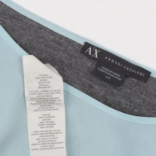 Armani Exchange Women's Grey Blue Colourblock T-Shirt S