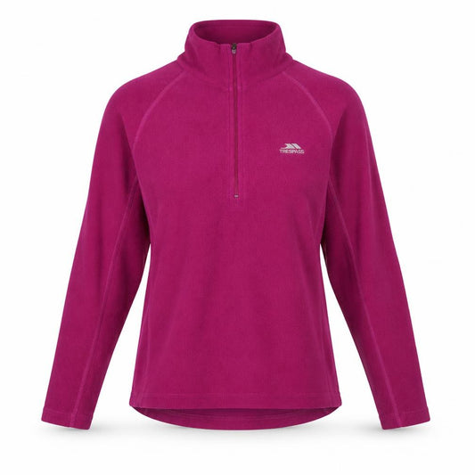 Front view of Trespass Women's Pink Fleece Sweatshirt L Zip