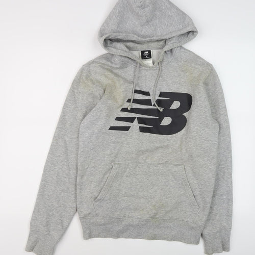 New Balance Men's Grey Hoodie S Pullover Logo