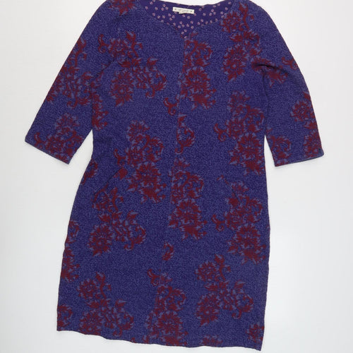 White Stuff Women's Purple Floral Shift Dress Size 10
