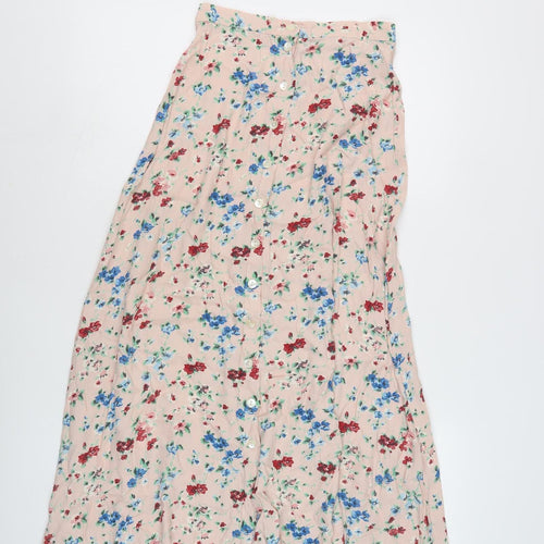 Jigsaw Women’s Pink Floral Pleated Long Skirt Size 10