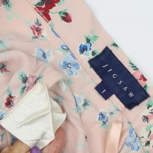 Jigsaw Women’s Pink Floral Pleated Long Skirt Size 10