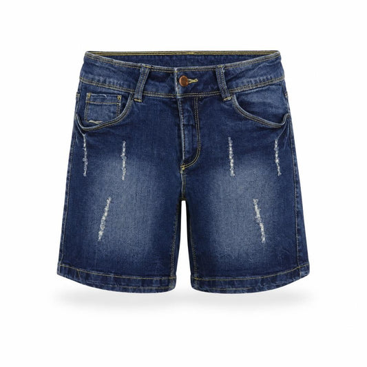 Front view of Jacqueline de Yong Women's Blue Bermuda Shorts 2XS