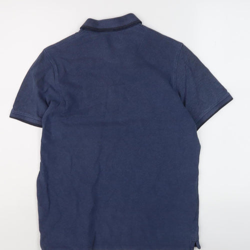 Jack & Jones Men's Blue Polo Shirt M Solid Short Sleeve