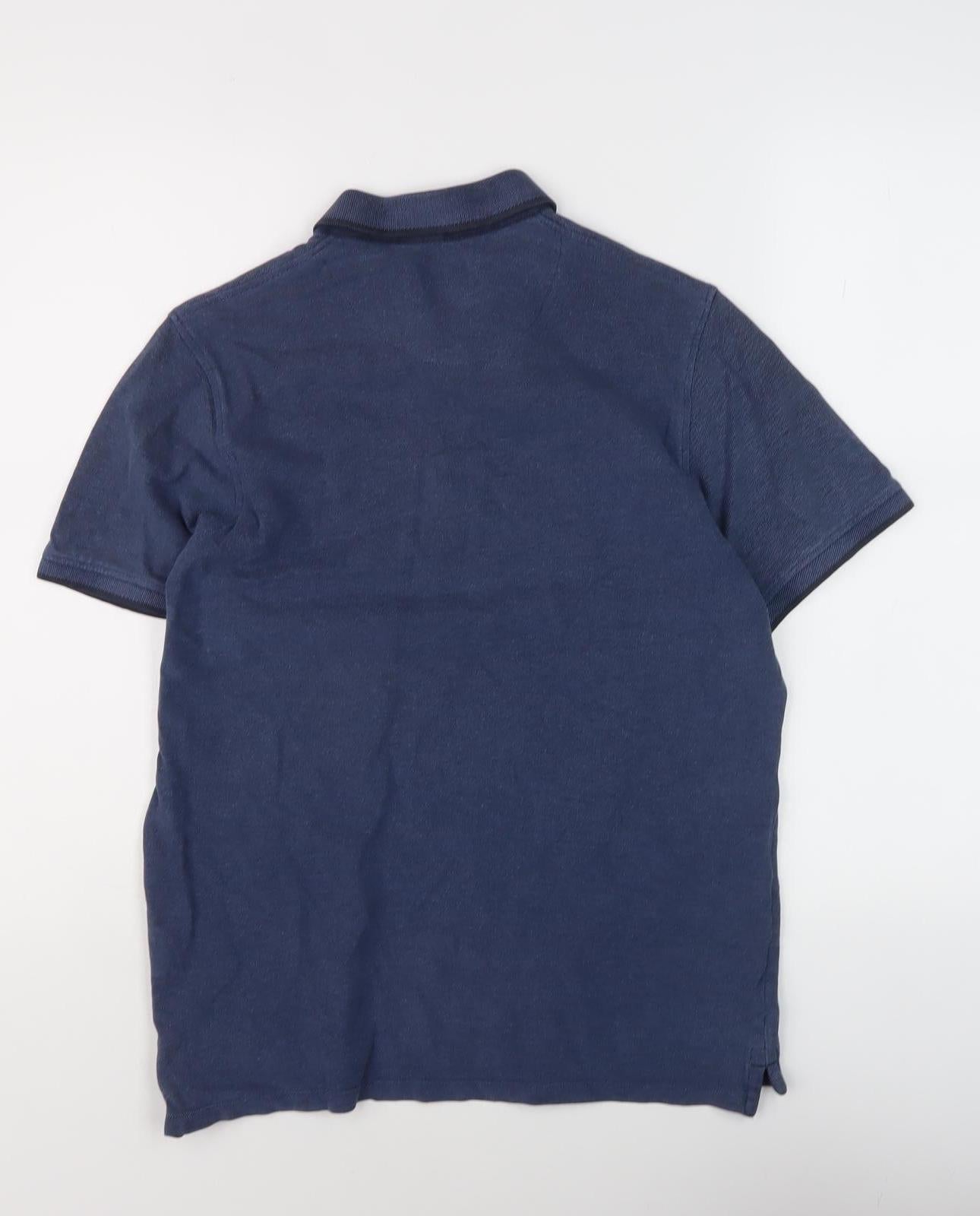Jack & Jones Men's Blue Polo Shirt M Solid Short Sleeve