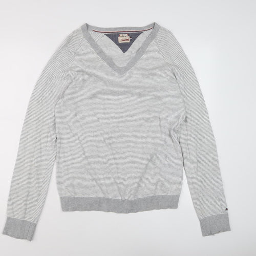 Tommy Hilfiger Women's Grey V-Neck Pullover Jumper, S