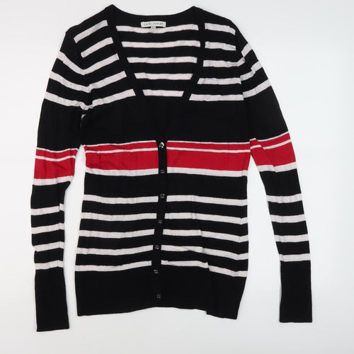 Laura Ashley Women's Black Striped Cardigan, Size 12