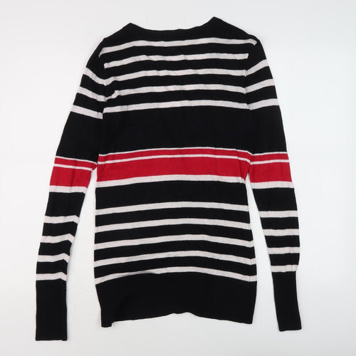 Laura Ashley Women's Black Striped Cardigan, Size 12