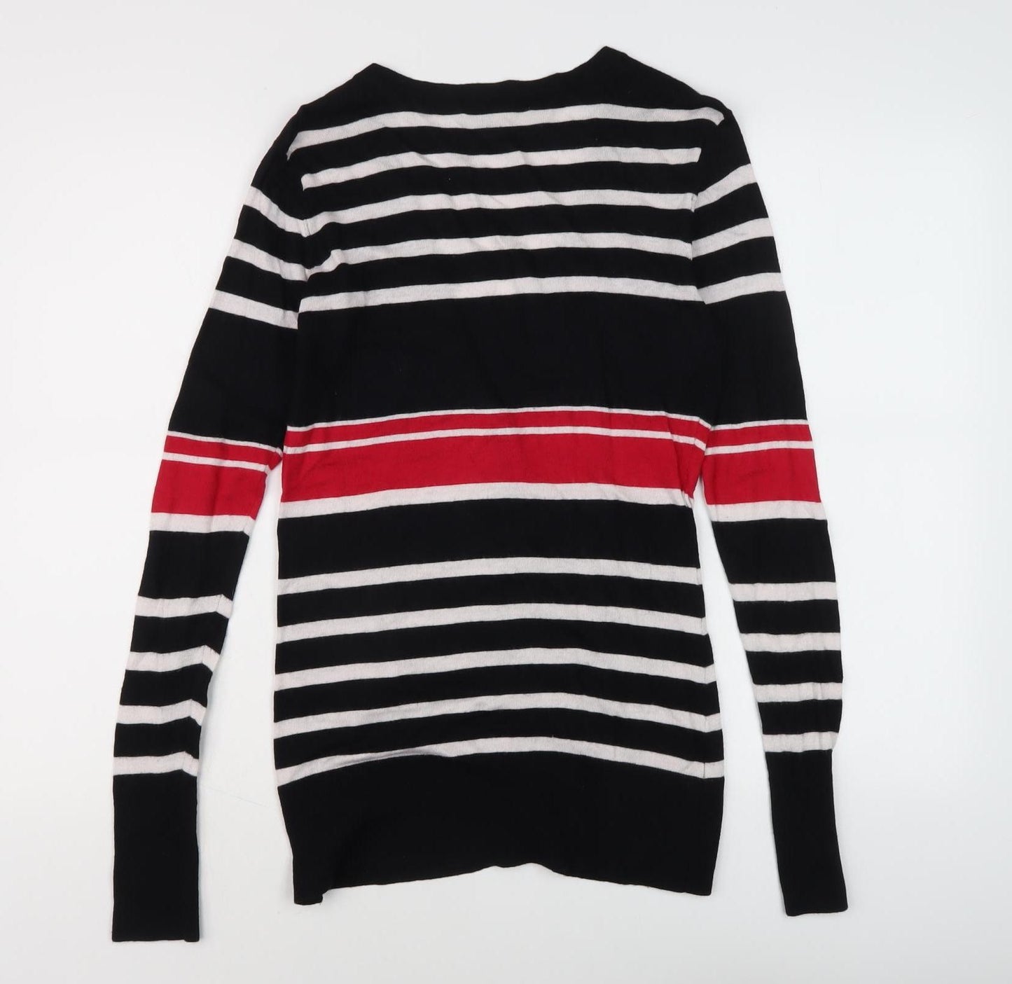 Laura Ashley Women's Black Striped Cardigan, Size 12