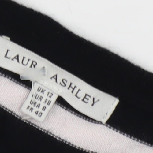 Laura Ashley Women's Black Striped Cardigan, Size 12