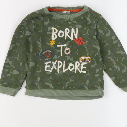 FatFace Unisex Green Camouflage Pullover, 12-18M T-Shirt