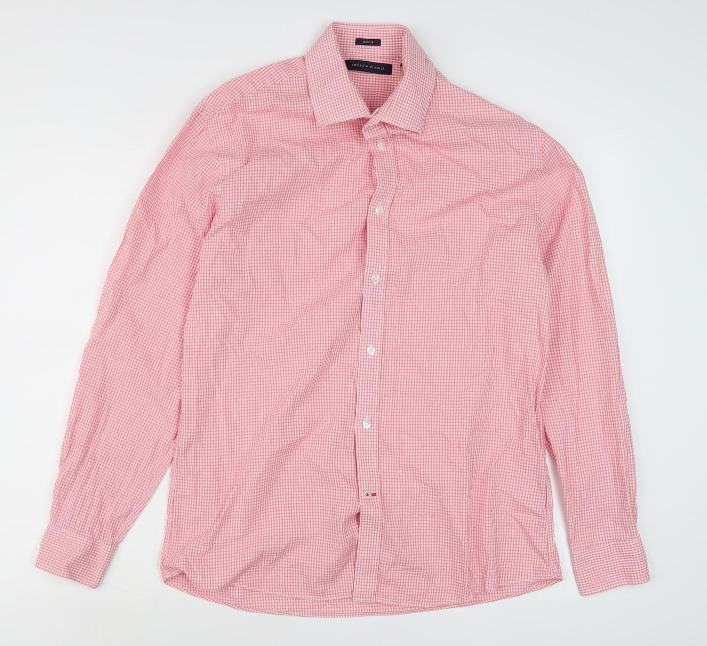 Tommy Hilfiger Men's Pink Check Slim Fit Shirt M