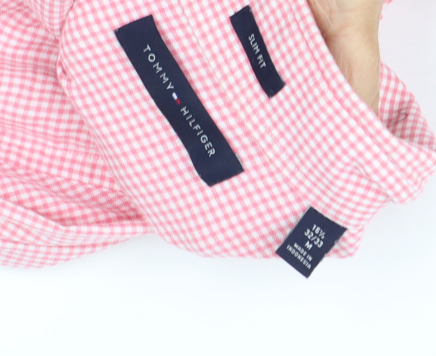 Tommy Hilfiger Men's Pink Check Slim Fit Shirt M