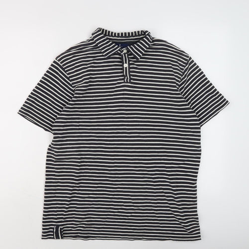 Jasper Conran Men's Black Striped Polo, Size L