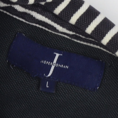 Jasper Conran Men's Black Striped Polo, Size L