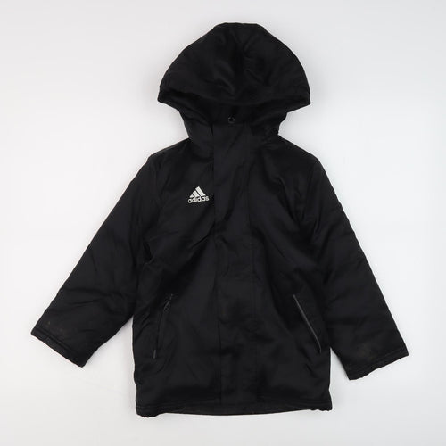 Adidas Boys Black Jacket 2XS Hooded Zip Casual