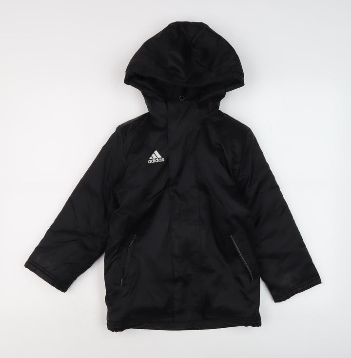 Adidas Boys Black Jacket 2XS Hooded Zip Casual