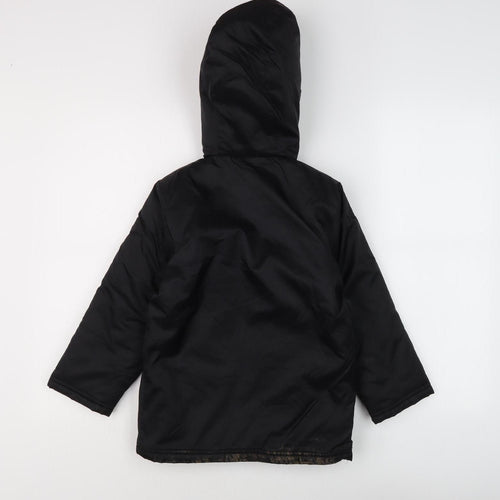 Adidas Boys Black Jacket 2XS Hooded Zip Casual
