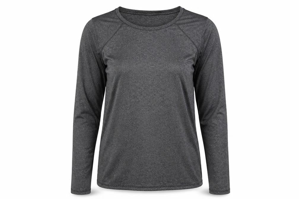 Front view of Banana Republic Women's Grey Jersey Top, size M, Crew Neck