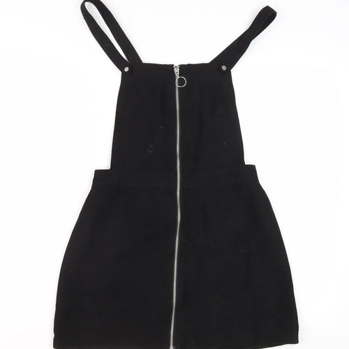 H&M Women's Black Pinafore Dress Size 10 Zip Casual