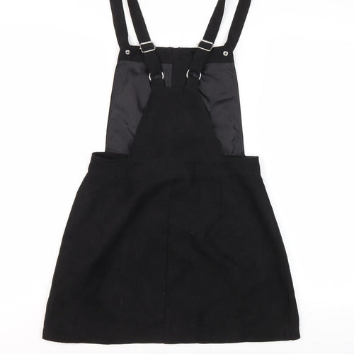 H&M Women's Black Pinafore Dress Size 10 Zip Casual