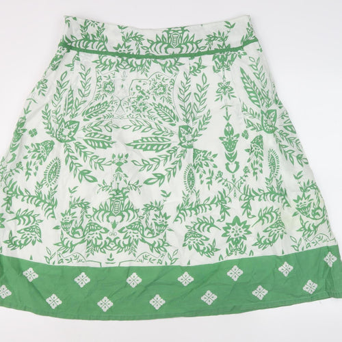 Kiss Women's Floral Green A-Line Knee Length Skirt