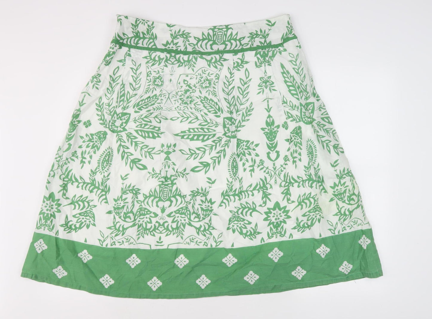 Kiss Women's Floral Green A-Line Knee Length Skirt