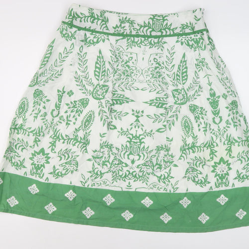 Kiss Women's Floral Green A-Line Knee Length Skirt