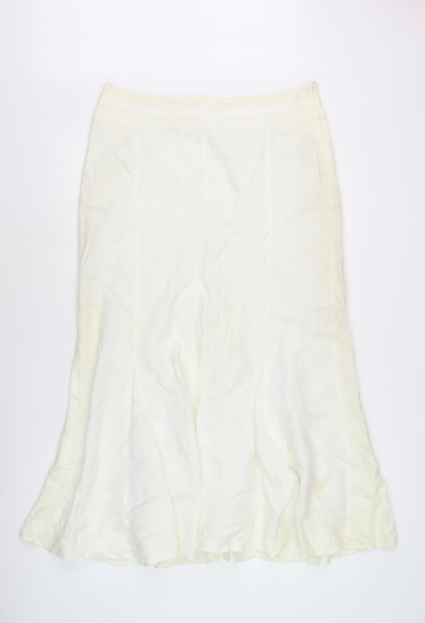 Marks and Spencer Women's Ivory A-Line Midi Skirt, Size 14