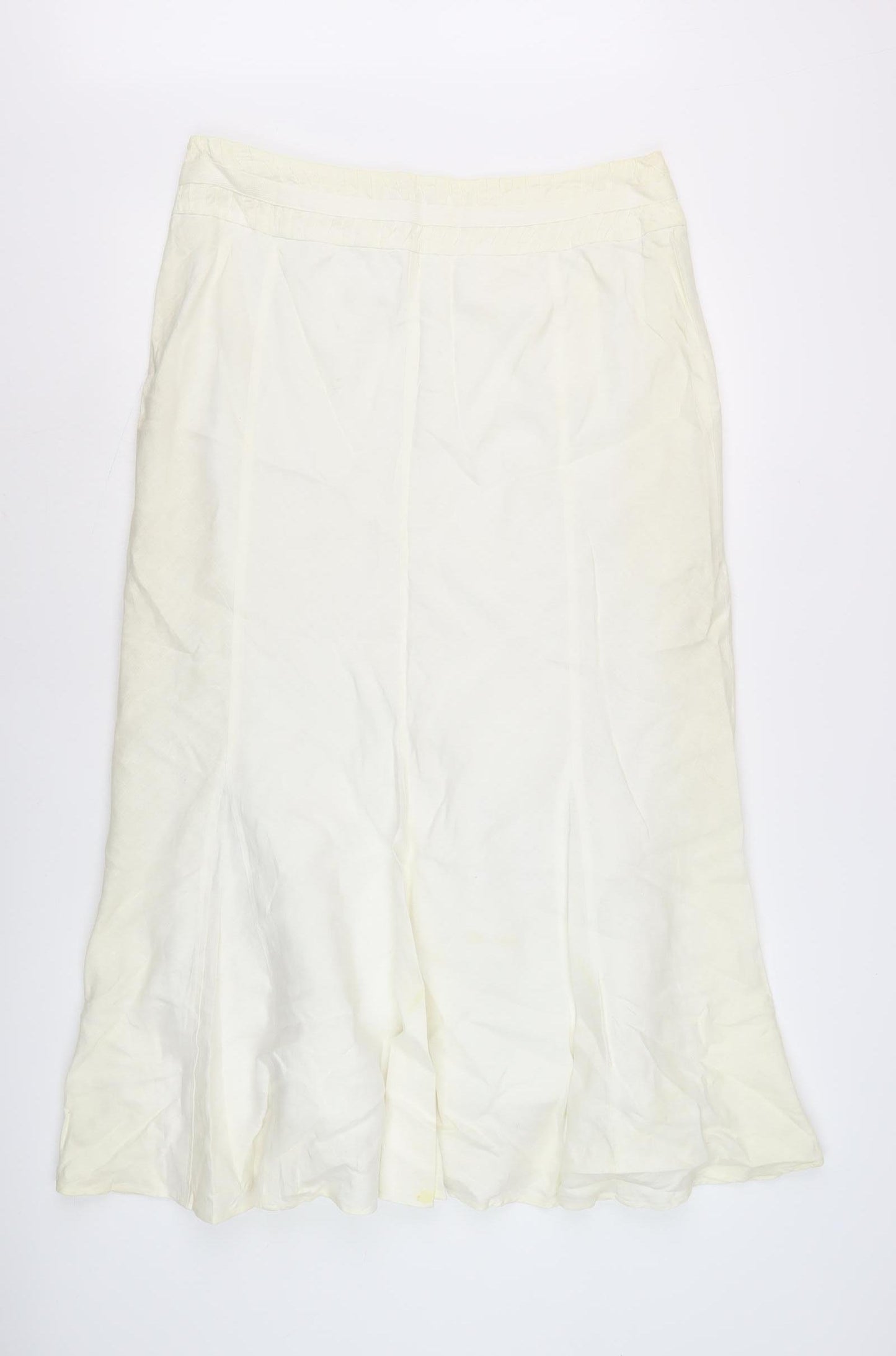 Marks and Spencer Women's Ivory A-Line Midi Skirt, Size 14