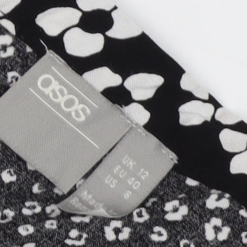 ASOS Women's Black Floral Midi Skirt, Size 12