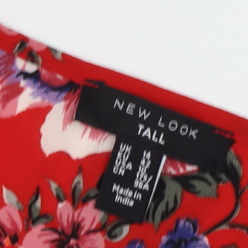 New Look Women's Red Floral Tall Playsuit - Size 14