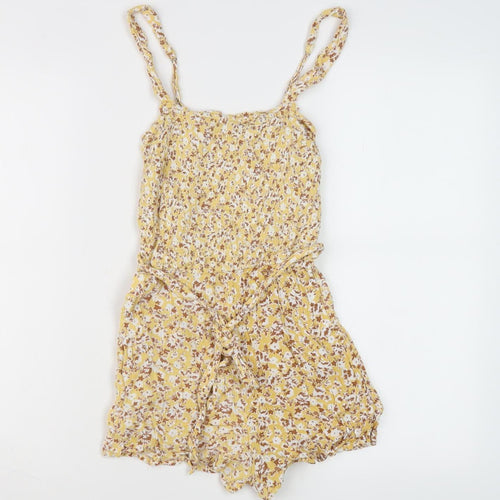 Abercrombie & Fitch Women's Yellow Floral Playsuit S