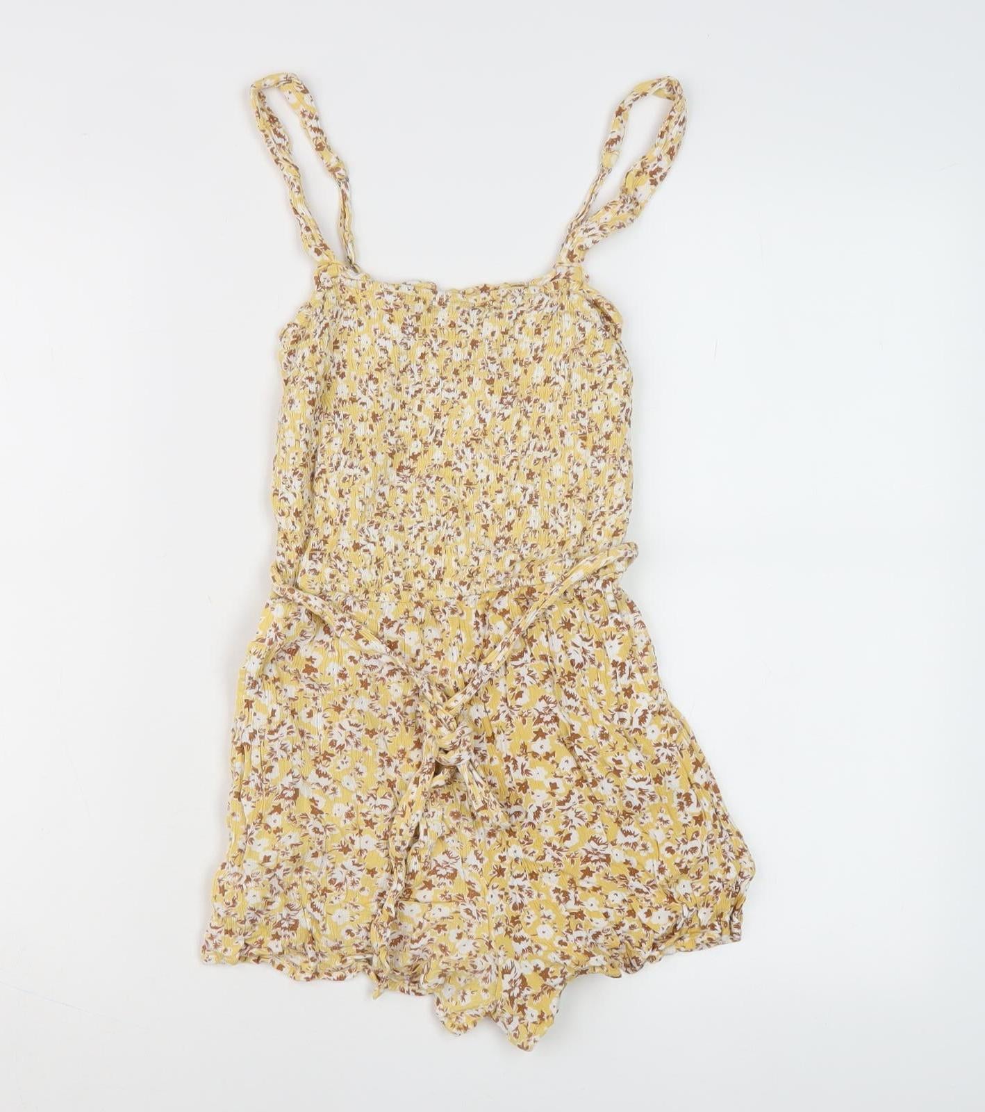 Abercrombie & Fitch Women's Yellow Floral Playsuit S