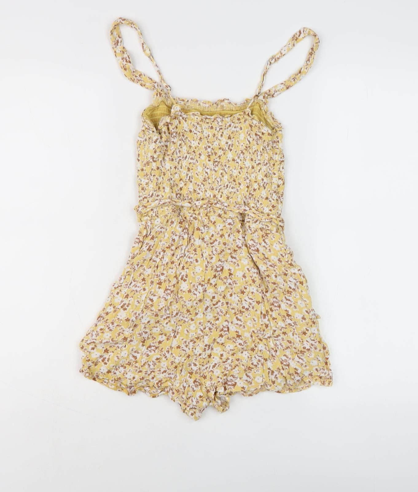 Abercrombie & Fitch Women's Yellow Floral Playsuit S