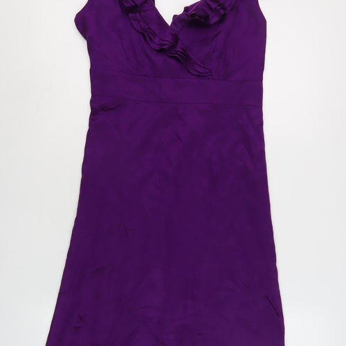 Monsoon Women's Purple Silk Sleeveless Dress