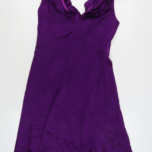Monsoon Women's Purple Silk Sleeveless Dress