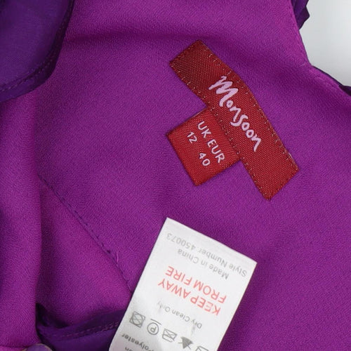 Monsoon Women's Purple Silk Sleeveless Dress