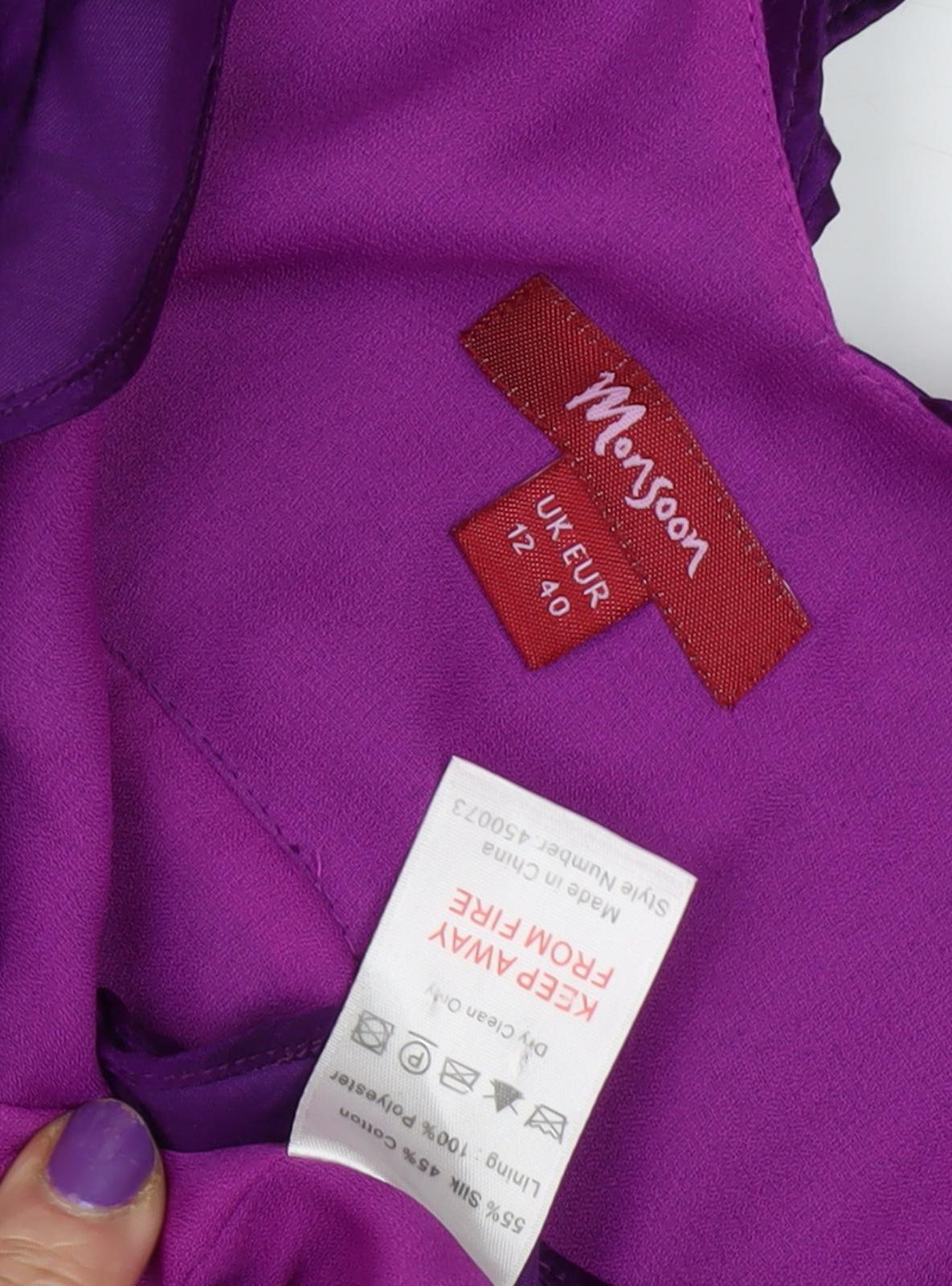 Monsoon Women's Purple Silk Sleeveless Dress