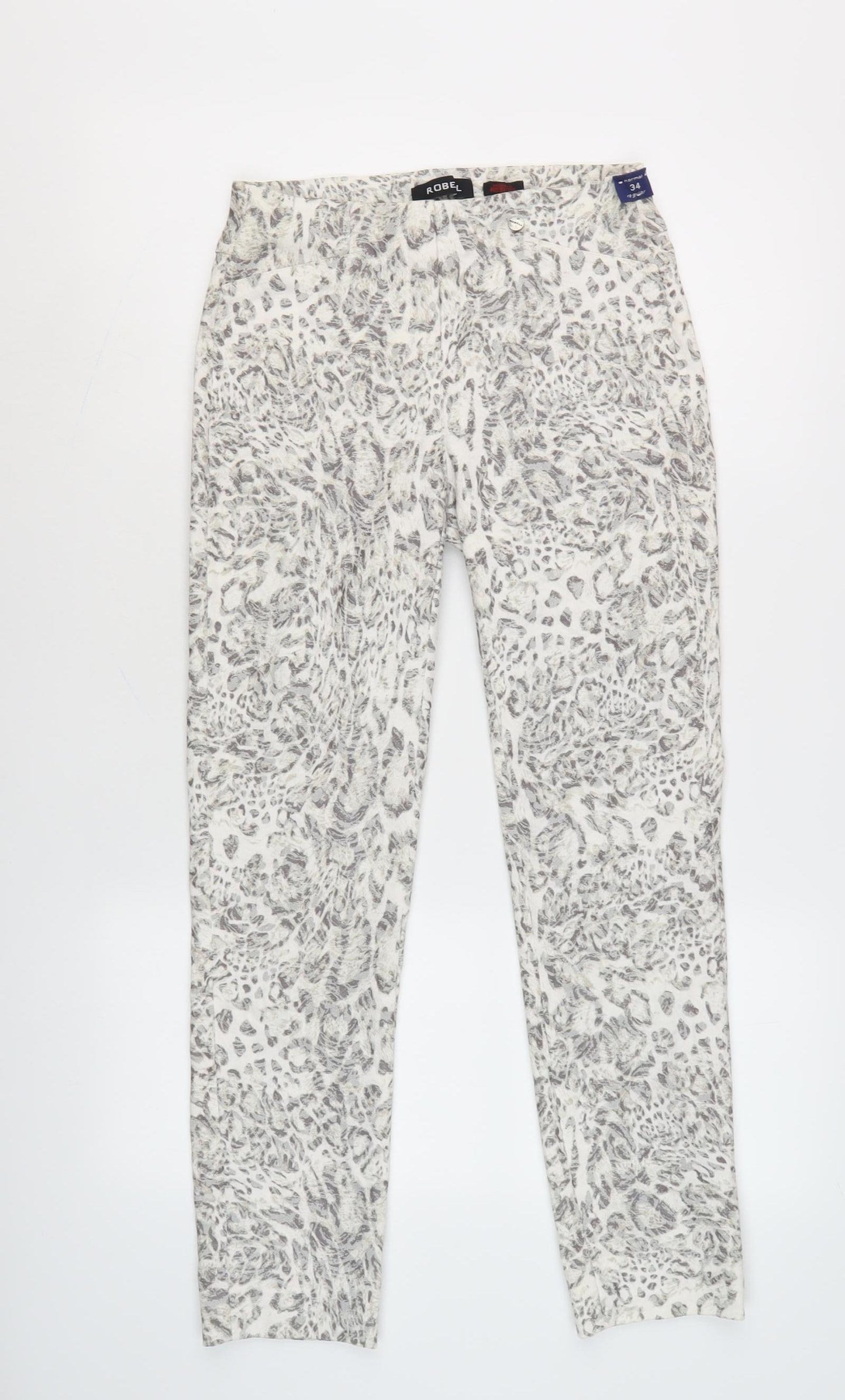 Robel Women's Multicoloured Trousers Size 6 with Animal Print