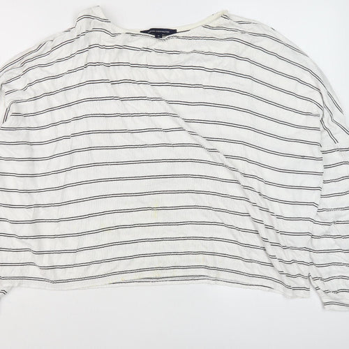 French Connection Women's White Striped Knit Top M