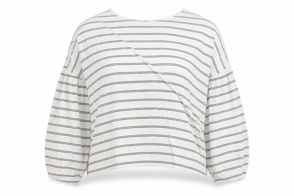 Front view of French Connection Women's White Striped Knit Top M