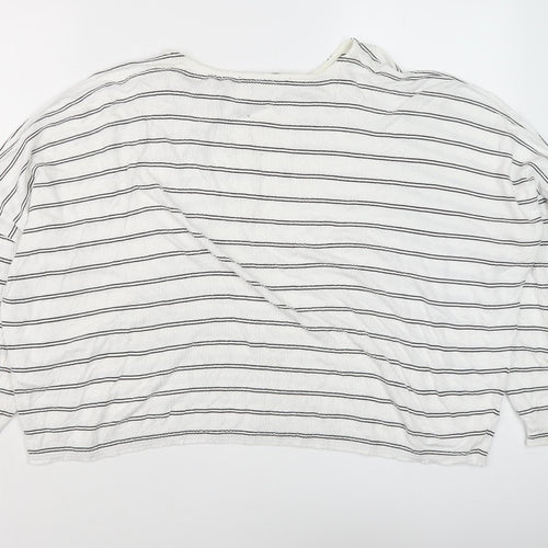 French Connection Women's White Striped Knit Top M