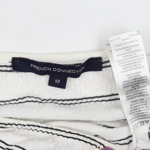 French Connection Women's White Striped Knit Top M