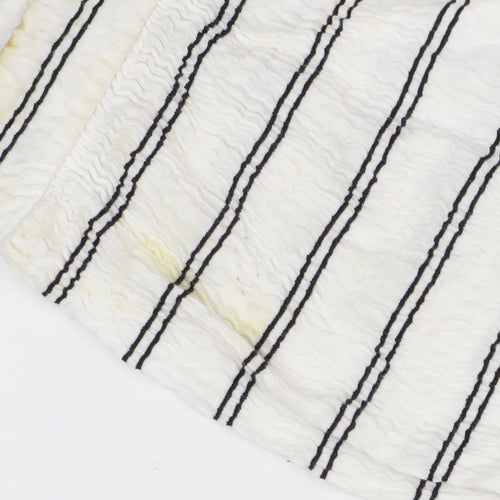 French Connection Women's White Striped Knit Top M