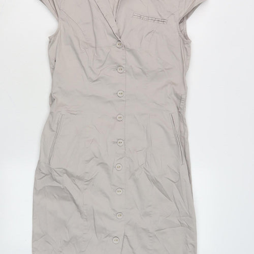 H&M Women's Beige Shirt Dress, Size 10, Collared