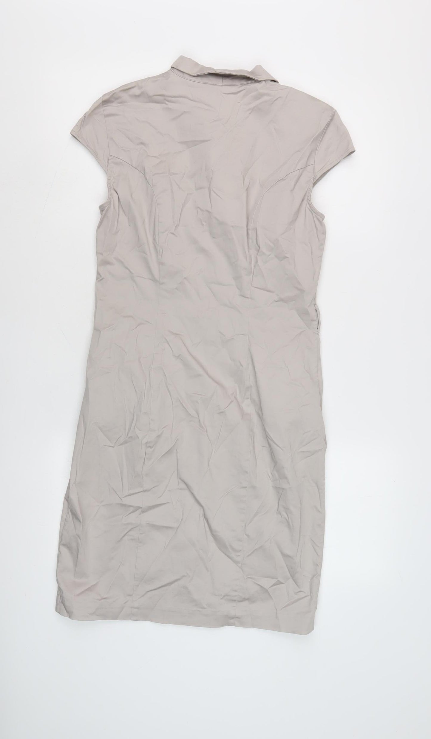 H&M Women's Beige Shirt Dress, Size 10, Collared