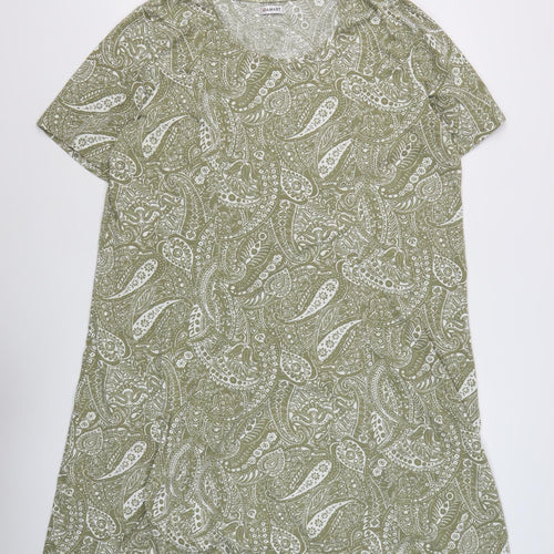 Damart Women's Green Paisley T-Shirt Dress L
